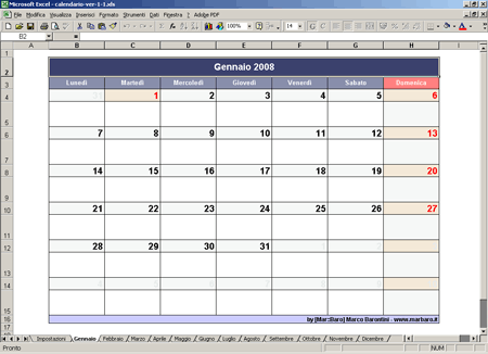 Calendario con Excel