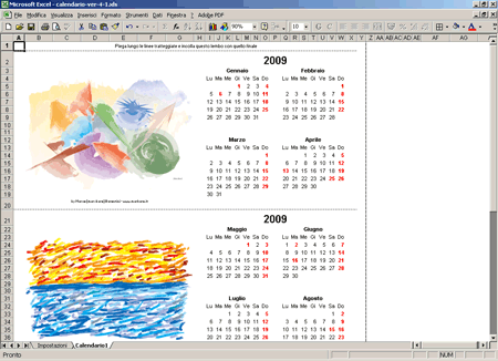 Schermata del Calendario con immagini versione 1