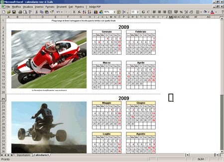 Calendario Excel con foto versione 3