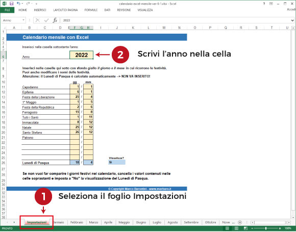 Calendario Excel gratis da stampare Calendario Excel gratis da stampare