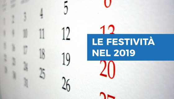 Calendario Festività 2019 in Italia