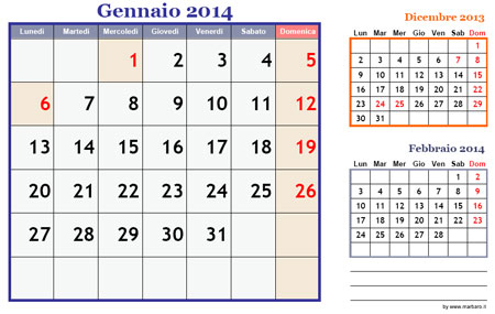 Calendari mensili 2014 PDF