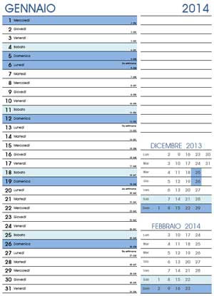 Calendario mensile 2014 gratis
