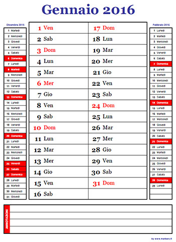 Calendario 2016 olandese