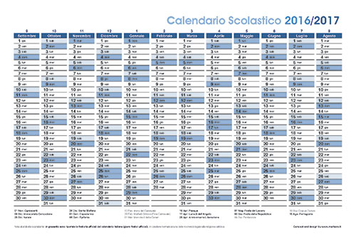 Calendario per la scuola 2016 2017
