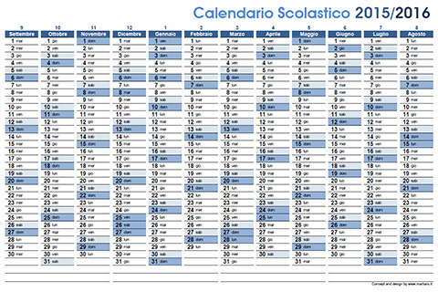 Calendario scolastico 2015/2016