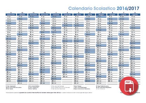 Calendario scolastico 2016-2017