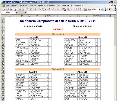 Calendario serie A 2010 2011