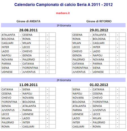 CALENDARIO EUROPEI 2012 EXCEL SCARICA