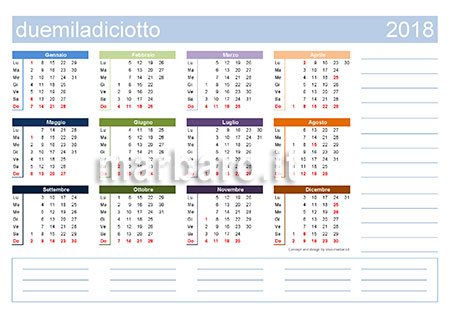 Calendario 2018 Da Stampare Scarica Gratis In Pdf