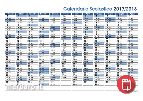 Calendario anno scolastico 2017/2018