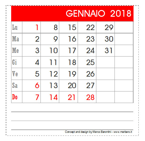 Calendari 2018 da tavolo