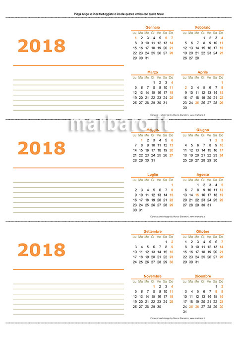 Calendario da tavolo 2018