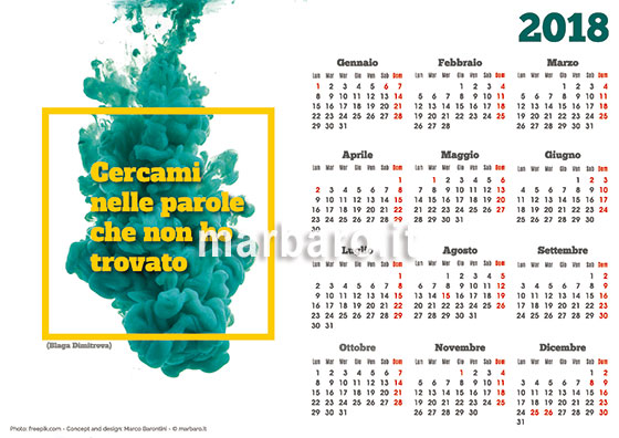 Calendario illustrato 2018 da scaricare PDF
