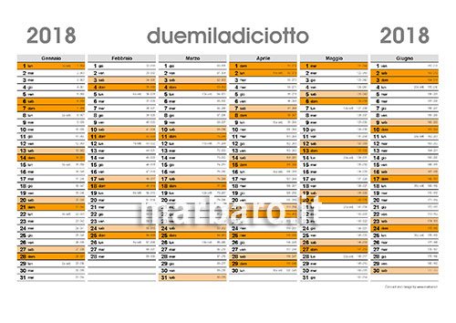 Calendario Planner 2018 con conteggio giorni