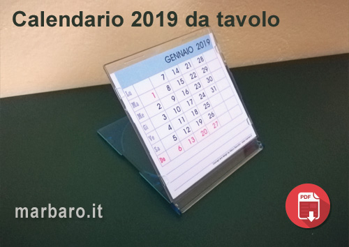 Calendari 2019 da tavolo da stampare