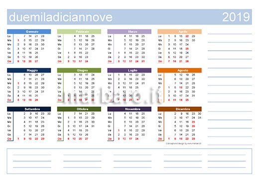 Calendario 2019 Da Stampare 9 Pdf Da Scaricare Gratis