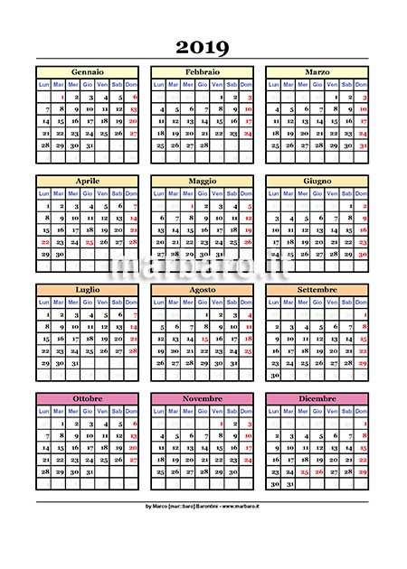 Calendario 2019 Da Stampare 9 Pdf Da Scaricare Gratis