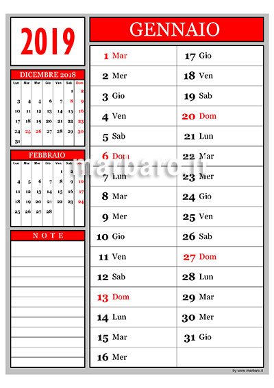 Calendario 2019 Mensile Da Stampare Scarica Gratis Il Pdf