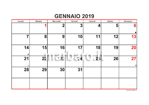 Calendario 2019 Mensile Da Stampare Scarica Gratis Il Pdf