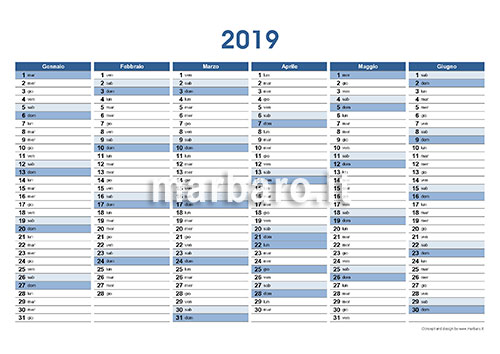 Calendario planner 2019 stampabile