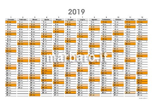 Planner 2019 con numeri settimane