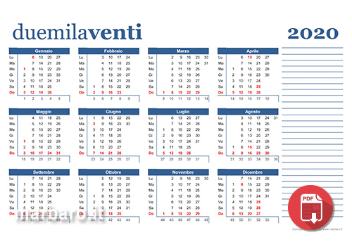 Calendari In Pdf Da Stampare Con Le Festivita Italiane