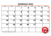 Calendario 2020 mensile da stampare