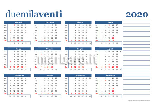 Calendario 2020