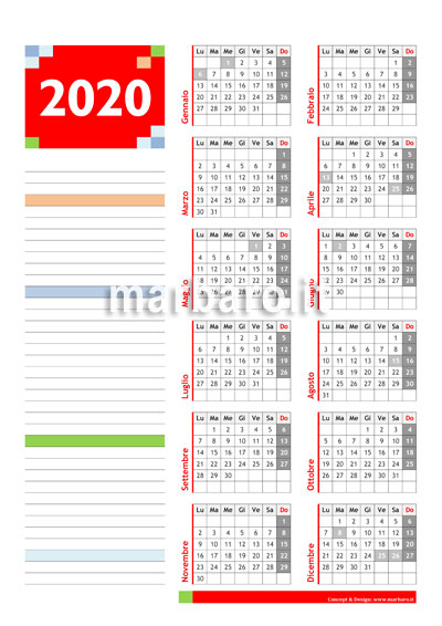 Calendario 2020 da stampare