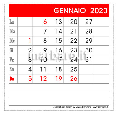 Calendari 2020 da tavolo