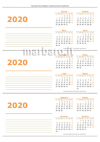 Calendario da tavolo 2020 da stampare