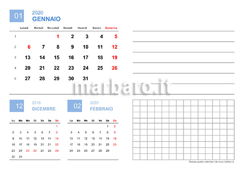 Calendario 2020 Mensile Da Stampare Scarica Gratis Il Pdf