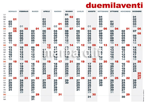Calendario planner 2020 da stampare
