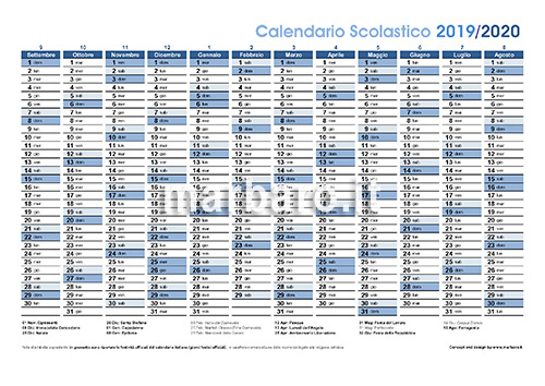 Calendario scolastico 2018 2019 con festività