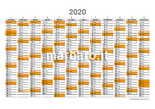 Planner 2020 con numeri settimane