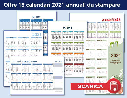 Calendari 21 In Pdf Da Stampare Con Le Festivita Italiane