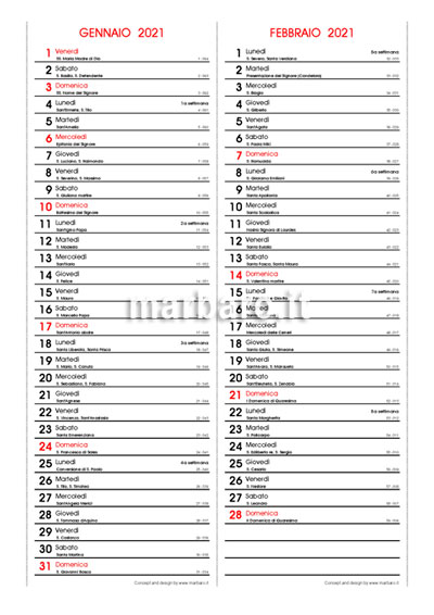 Calendario 2021 Con I Santi Del Giorno E Le Lune Da Stampare calendario 2021 con santi e lune pdf