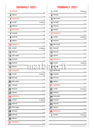 Calendario 2021 Mensile In Pdf Da Stampare Scaricalo Adesso calendario 2021 bimestrale
