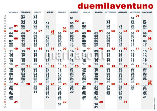 Calendario 2021 Planner da stampare in A4