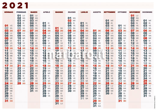 Calendario planner 2021 da stampare gratis
