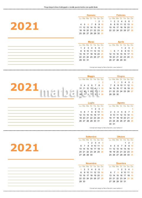 Calendario stampabile 2021 da tavolo