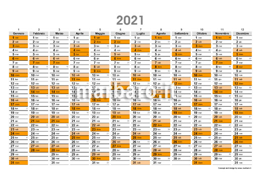 Planner 2021 con numeri settimane da stampare