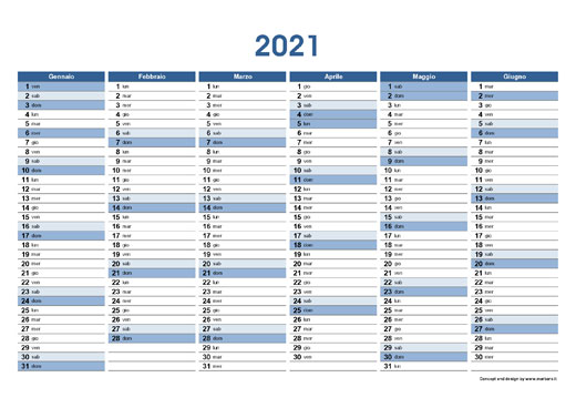 Calendario planner 2021 in PDF stampabile