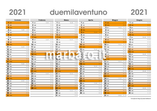 Planner 2021 stampabile con numeri settimane