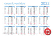 Calendari 2022 annuali in PDF