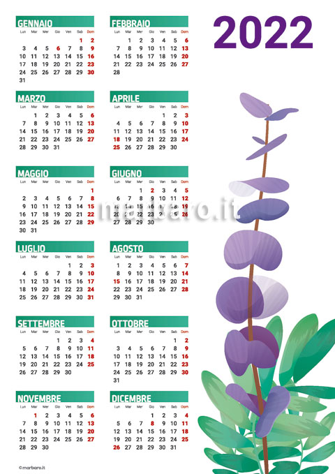 Calendario 2022 PDF stampabile