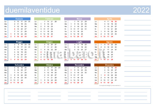 Calendario 2022 con festività italiane