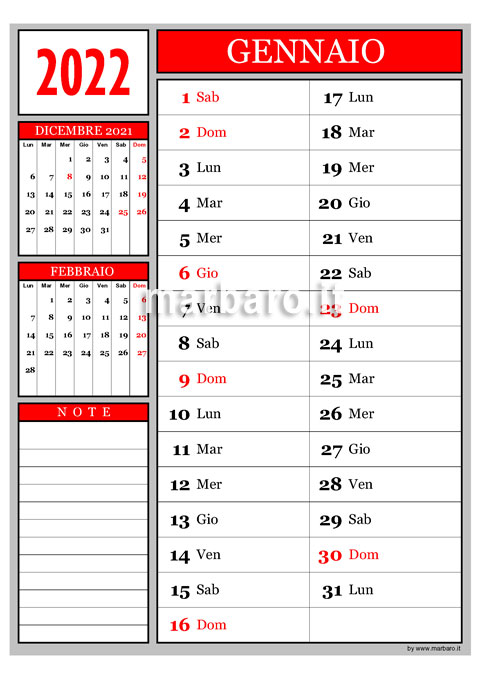 Calendario 2022 Mensile In Pdf Da Stampare Scaricalo Adesso