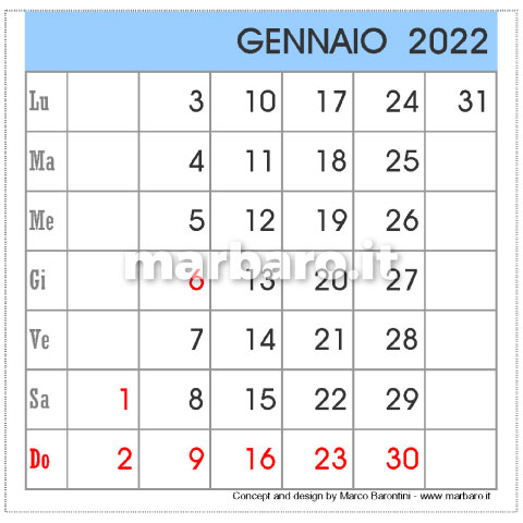 Calendario da tavolo 2022 PDF